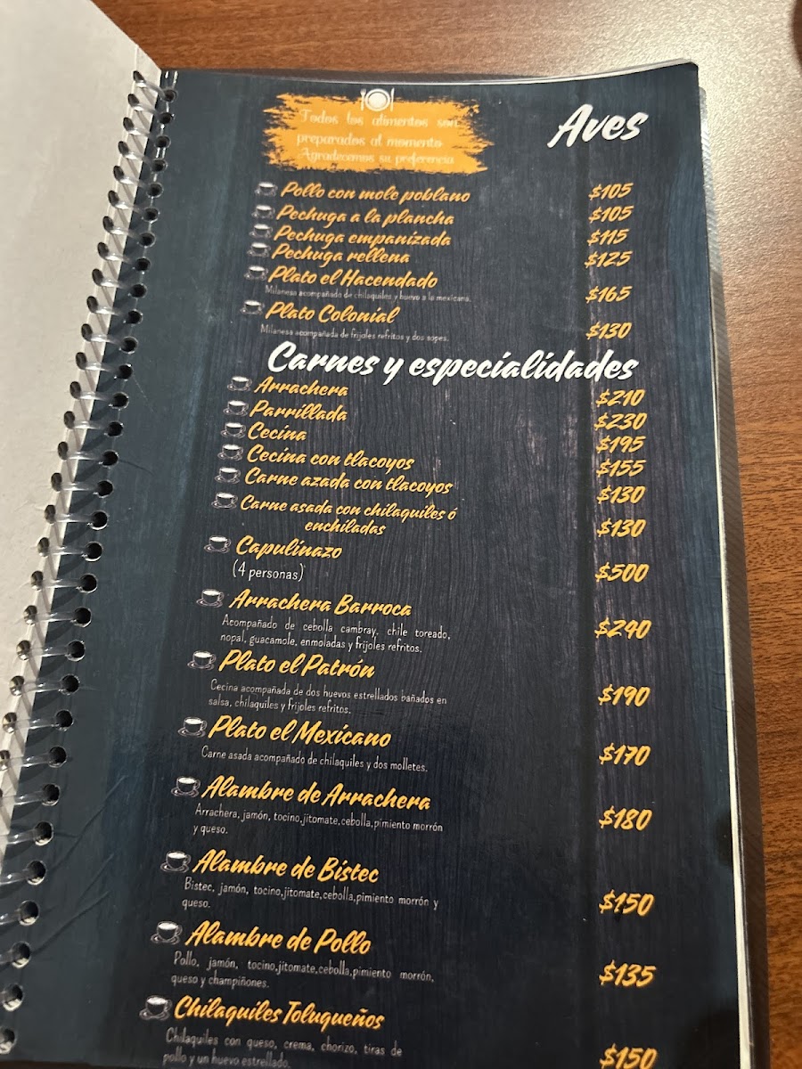 Café Parroquia Menu - Image 1